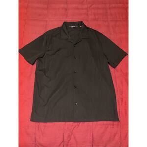 Kenneth Cole Men's Short Sleeve Button Up Shirt Medium (M) Slim Fit Black